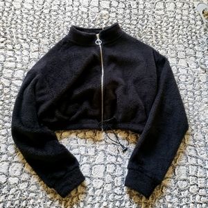 Fleece crop zip jacket